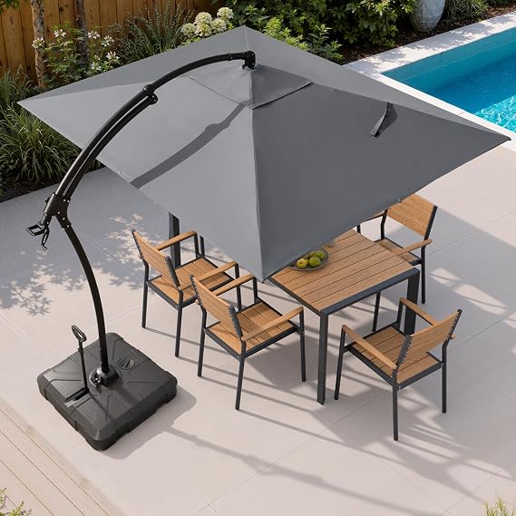Large Offset Cantilever Umbrella with 350LB Wheeled Base