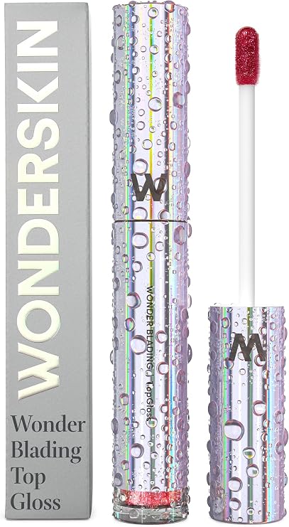 Wonderskin Lip Gloss - Red Glitter Top Gloss, Long Lasting Gloss