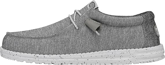 HEYDUDE Men's Wally Sport Knit Slip On Loafer, Grey, Size 10 | Cushioned Ankle Collar, Elastic Laces, Easy On System, Removable Foam Insole, Lightweight Flexible Outsole
