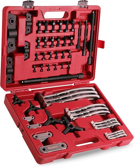 Reywoo Gear Puller Set, 3" 4" 6" 8" Bearing Puller Kit for Pulley Gear Bearing Flywheel Removal, Cr-V Steel 2 Jaw & 3 Jaw Gear Puller with Reversible Jaws
