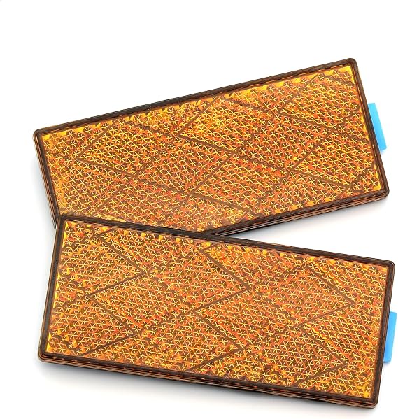 BSK 3" DOT Rectangular Amber Stick-on Reflectors - Pack of 2