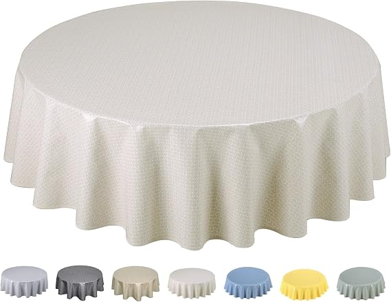 Home Direct Round Oilcloth PVC Wipe Clean Tablecloth 140cm 55" Beige