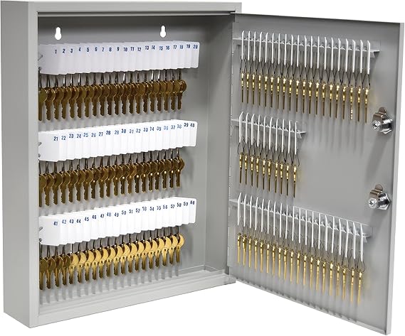 STEELMASTER by BankSupplies 110 Key Cabinet | Dual Lock Control Key Box | Welded 22 Gauge Steel Construction | Scratch Resistant | Write-On Key Tags for Easy Identification