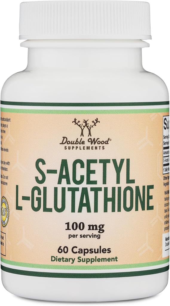 S-Acetyl L-Glutathione 100mg, Detox, Skin + Antioxidant, 60 Capsules