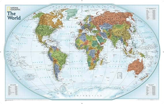 National Geographic World Explorer Wall Map - 32 x 20 inches - Rolled Canvas