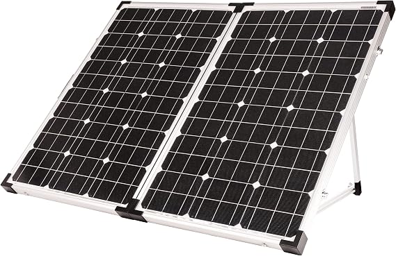 Go Power GP-PSK-130 130W Portable RV Solar Panel Kit - Folding Solar Panels with 10 Amp Controller, Adjustable Legs, Battery Clamps, Nylon Case for Camping, Boat & Off-Grid Use