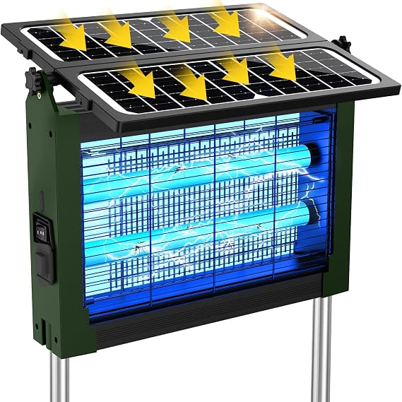 Solar Bug Zapper Outdoor, 4500V Mosquito Zapper with Dual Solar Panels