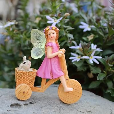 Purple Star Fairies for Fairy Garden Accessories Outdoor Small Fairy Figurines Miniature Fairies Figures Decor Mini Resin Fairy Cake Topper Decorations Tiny Statues Easter Gift Pink