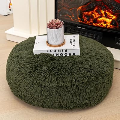 Asuprui Soft Floor Pillow Large Floor Cushion for Sitting Fur Meditation Pillow Premium Yoga Pillow for Living Room Bedroom Balcony Outdoor Dark Green Floor Pillow with Insert