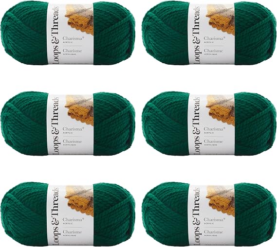 Loops & Threads Charisma Yarn, Soft Bulky Weight Acrylic for Quick Knitting, Assorted Colors, 3.5 oz., 6-Pack