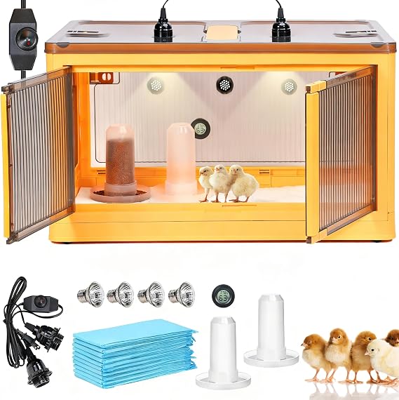 115L Chicken Brooder Box for Chicks Kit with Heater Chicks Warmer Brooder Plate Ducks Tent Pen Thermometer for 30 Ducks Bedding Indoor Quail Brooder (115L)