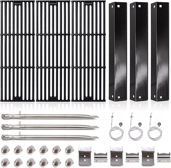 Grill Parts for Char Griller 5050, 5650, 2121, 3001, 5072, 2123, 2828, 3030, King Griller 3008, 5252, Cast Iron Grill Grates, Heat Plates, Burners, Ignitors for Chargriller Replacement Parts.