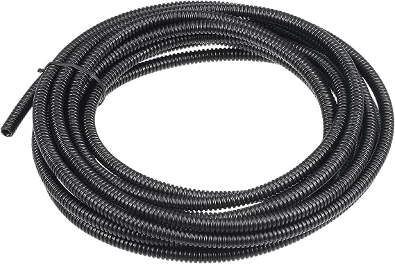 uxcell 5 M 4.5 x 7 mm PP Flexible Corrugated Conduit Tube for Garden,Office Black