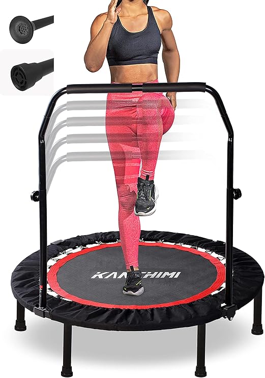 Kanchimi 40" Folding Mini Fitness Indoor Exercise Workout Rebounder Trampoline with Handle, Max Load 150KG