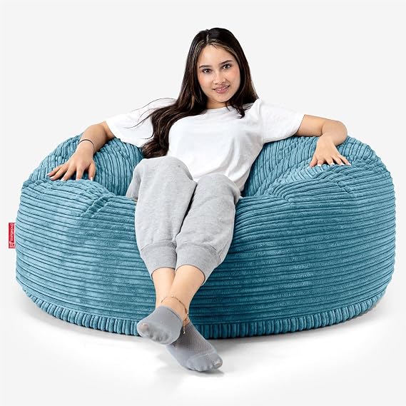 Lounge Pug - CORD - Large Bean Bag For Adults - MAMMOTH - GIANT Beanbag UK - AEGEAN BLUE