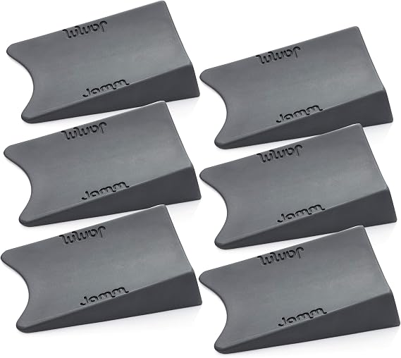 Jamm Door Stopper | Door Stop Wedge Holds Doors Open in Both Directions | Premium Non Rubber Non Slip Hardware | Dark Grey - 6 pack (Standard Size)