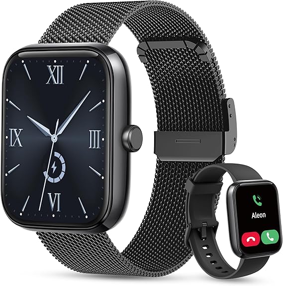 Smart Watch Men Women [2 Bands, 44mm case] 1.83" Alexa Fitness Tracker, Heart Rate, Sleep, Stress Monitor, IP68 Waterproof Smartwatch, Make/Answer Calls, Compatible with iPhone & Android Phones