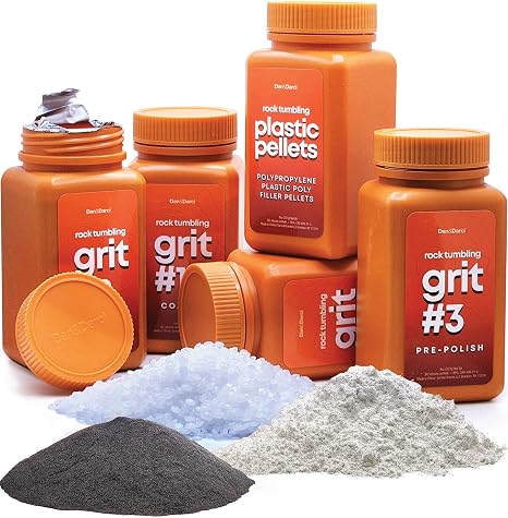 Rock Tumbler Grit Refill Kit - 3.5 Pounds Grits Media + Poly Plastic Pellet | Rocks Polishing Refills for Any Brand Tumblers - Polish Tumbling Supplies Set - Stone Polisher