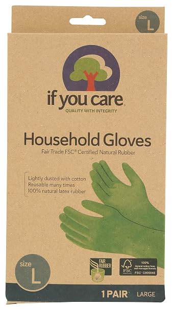 If You Care Latex Gloves, Large 1 Pair (Pack of 1) For Gardening, Dishwashing, Cleaning Kitchen and Bathroom 100% Cotton Lined, Reusable for Women and Men, Green