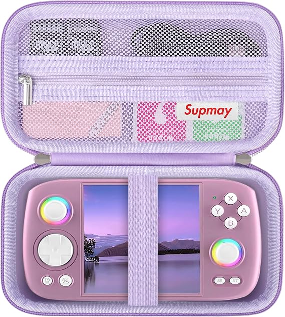 Supmay Carrying Case Compatible with New Nintendo 2DS XL/ New Nintendo 2DS LL, New 2DS XL Travel Bag with Mesh Pocket for 2DS Stylus, Memory card, Manual, Purple