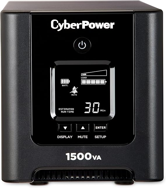 CyberPower OR1500PFCLCD PFC Sinewave UPS System, 1500VA/1050W, 8 Outlets, AVR, Mini-Tower