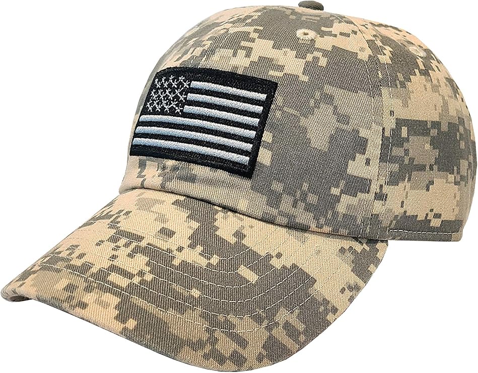 Newhattan USA American Flag Patch Camo Baseball Hat Cap | Washed Unisex Adjustable Cap Hat Headwear for Men and Women