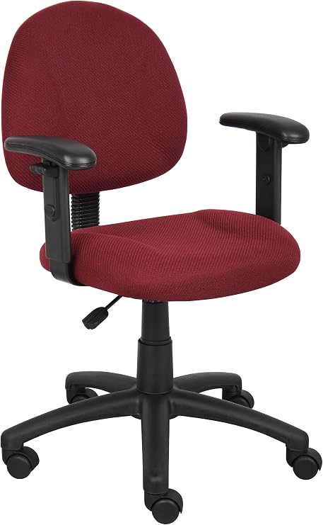 BOSS Office Products Perfect Posture Delux Fabric Task Chair with Adjustable Arms in Burgundy (B316-BY)