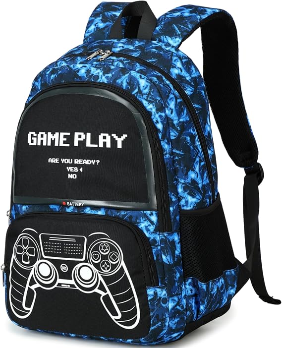 School Backpack for Boys Kids Bookbags Cool Camo Prints Elementary School Bags Travel Back Pack (Blue Graffiti)