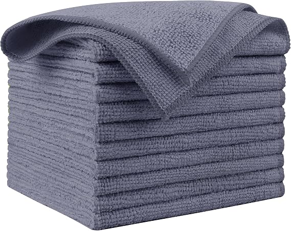 AIDEA Microfiber Cleaning Cloth Grey 10PK, Microfiber Towels 12"12"