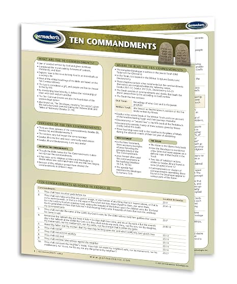 Ten Commandments Guide - Religion Quick Reference Guide by Permacharts