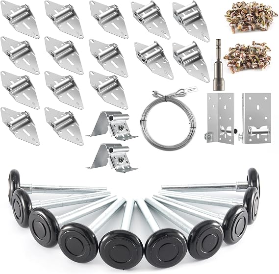 XiKe 2" Max Nylon Garage Door Roller Hardware Kit for 16x7 or 18x7 FT Door