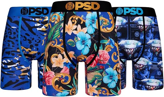 PSD Mens Underwear Luxury Graphic Print Boxer Briefs, Packs & Singles