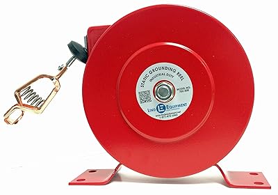 Lind Equipment 700-50R Industrial Static Grounding Reel, 50, Plated Steel Cable, Copper Alligator Clip with 100 amp Rating, 1 Opening