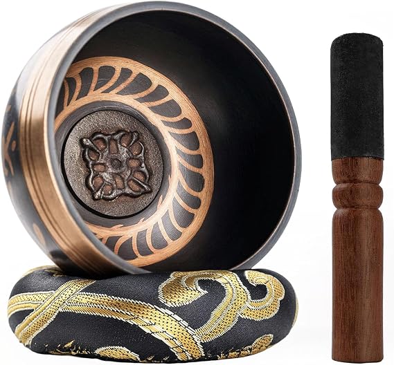 DOMESTAR Tibetan Singing Bowl Set, Authentic Handmade Meditation Bowl