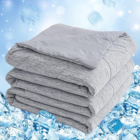 Cooling Blanket, Cooling Coverless Duvet, Q-Max>0.45 Ultra-Soft & Skin-friendly Cool Blanket,Machine Washable,Lightweight Summer Blanket for Hot Sleeper, Night Sweats,Bed Sofa,Single 152 x 228 cm,Grey