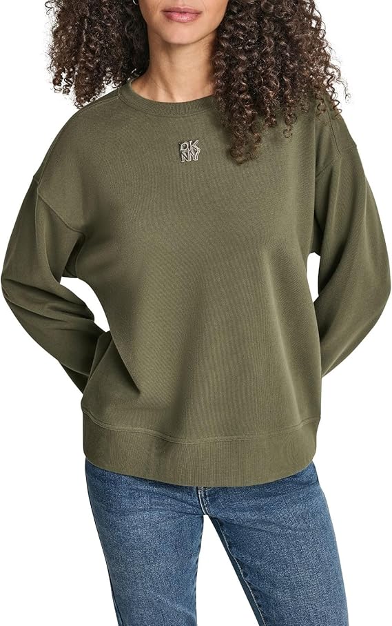 DKNY Womens Crew Neck Short Sleeve Knit Top