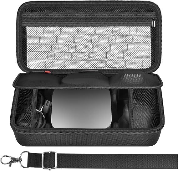 Hard Case for Apple 2024 Mac mini M4/M4 Pro and Accessories | Three-Layer Storage Fits Keyboard, Mouse, Adapter and Cables; EVA Shell, Handle and Shoulder Strap, Black, Case Only