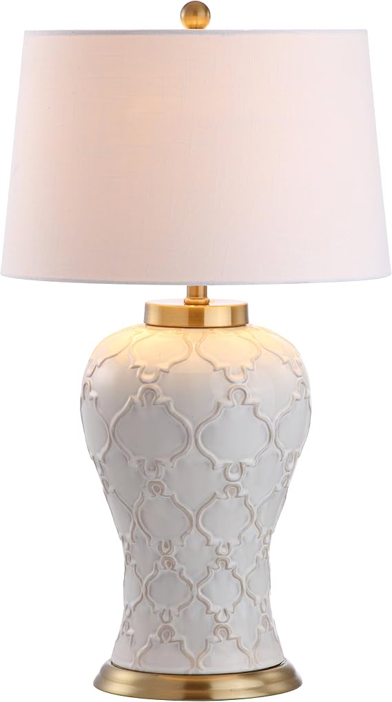 JONATHAN Y Arthur Textured Ceramic Table Lamp 29", Cream