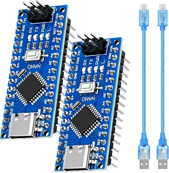 Nano 328P V3 Development Board with USB Cable AYWHP 2 Pieces Development Board with Chip CH340 5V 16M Microcontroller Type-C Connector Compatible with Arduino