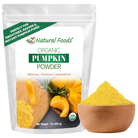 Z Natural Foods Organic Pumpkin Powder - Vegan & Gluten-Free, 1 lb | USDA Organic, Whole Fruit (No Seeds), Vegan, Gluten-Free, Kosher, Naturally Sweet, For Baking, Smoothies & Lattes