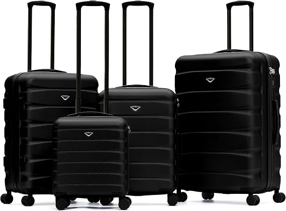 Flight Knight Luggage Set For Travel Expandable 4 Piece Large Checked Bags TSA Lock 360 Silent Double Spinner Wheels Hardside Suitcase With 24x16x10 Carry-On Max Bag Size Virgin, South West Airlines