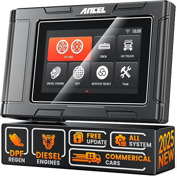ANCEL Heavy Duty Truck Scanner HD3300 Plus+, D.P.F Reset/Force Regen, Full System Truck Scanner for Detroit, Cummins, Caterpillar, Paccar, Volvo Engine & Commercial Trucks, Lifetime Free Update