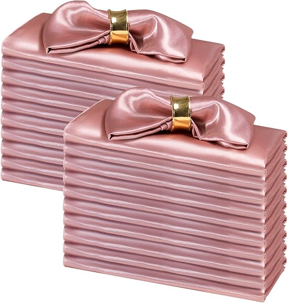 SiinvdaBZX 100 Pieces Rose Gold Cloth Napkins 12 x 12 Inches, Small Size