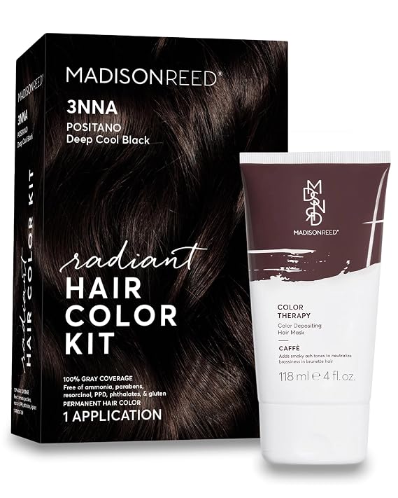 Madison Reed Radiant Refresh Hair Color Bundle - Radiant Hair Color Kit in Positano Black - 3NNA and Color Therapy in Caffe