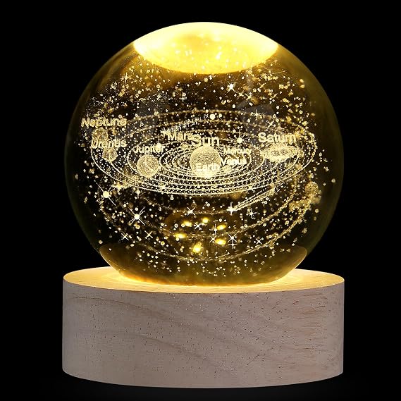 XIANNVXI 3D Solar System Space Crystal Ball Paperweight,Astronomy Gifts