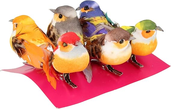 Artemio Multicoloured Small Birds on Clip 6 x 25 x 5 cm