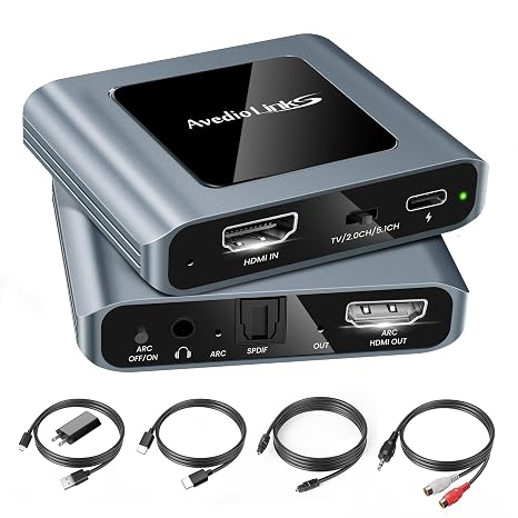 avedio links HDMI ARC Audio Extractor 4K 60Hz & ARC Converter Support HDMI to Optical SPDIF + 3.5mm AUX Jack Stereo Audio Adapter Splitter with