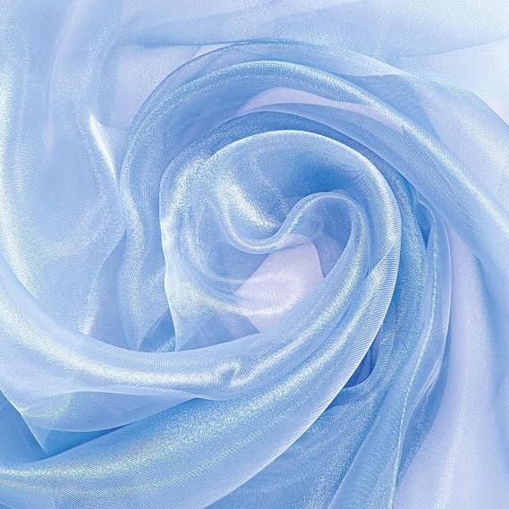Light Blue Sheer Organza Fabric, 2.2yd x 60in, for Wedding Decor & Crafts | Light Blue Silk Organza Fabric, Sheer Net Cloth, Baby Shower Backdrop Curtains, Gift Wrapping, Party Decor, Fashion Craft