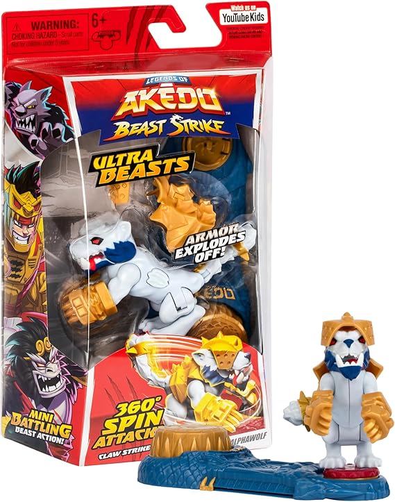 Legends of Akedo Beast Strike Ultra Beasts | Ripclaw Alphawolf | Supersized with 360 Degree Spin Attack | New Battlespin Controller | Ripclaw Alphawolf Strikes with His Claws and Jaws