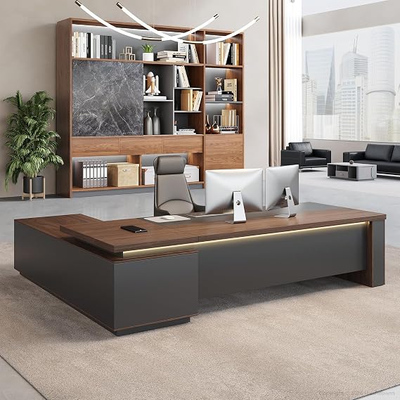 63" Reversible L-Shaped Executive Desk for Home Office